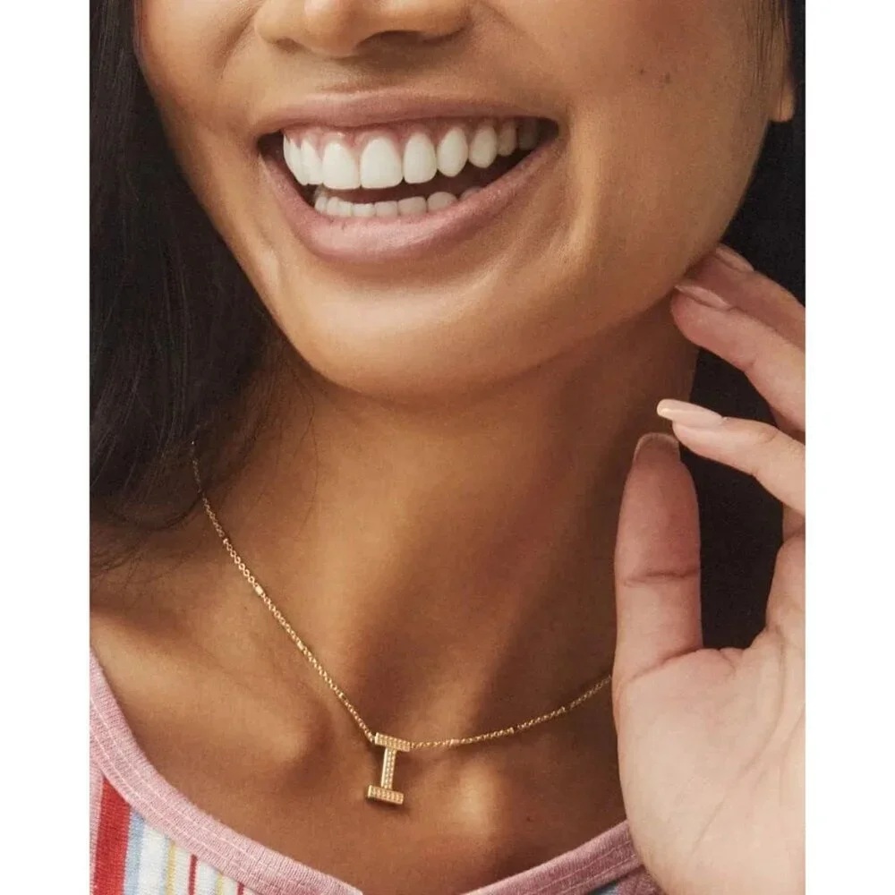 Letters I pendant necklace for women fashion jewelry 14k gold plated brass
